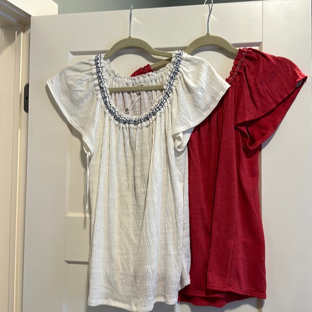 Max Studio Shirts in two colors like new wore white one once never wore orange.